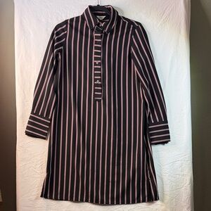 Max Studio Black Top with Red and White Stripe Detail